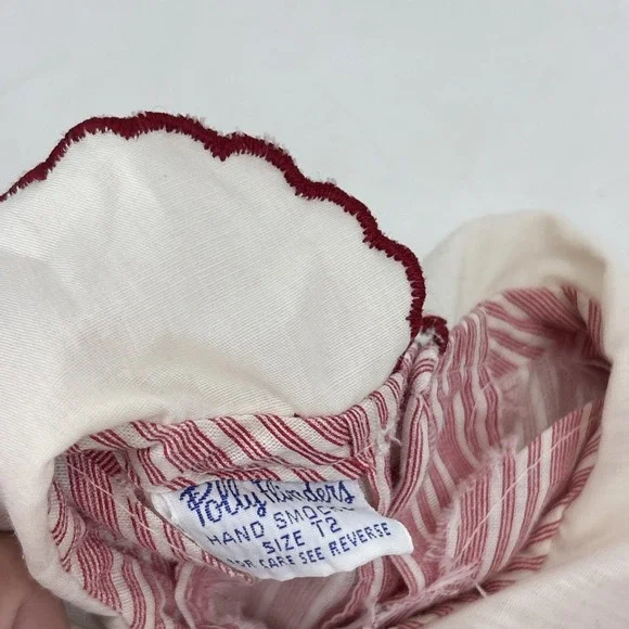 Vintage Polly Flinders Dress Smocked Child Baby 2T Red Lace Embroidered - Picture 8 of 12